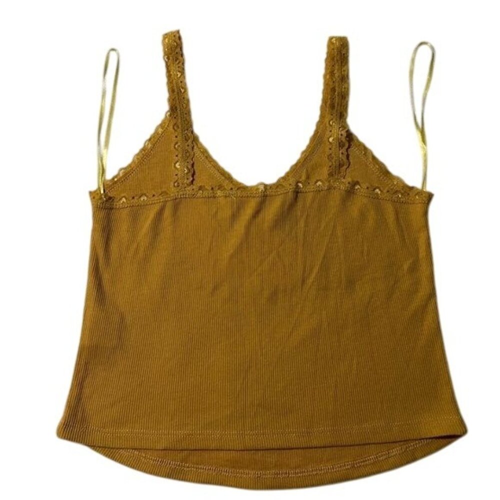 Hippie Rose Juniors' Ribbed Henley Tank Top - Golden Ore | Size M, New - Picture 3 of 6
